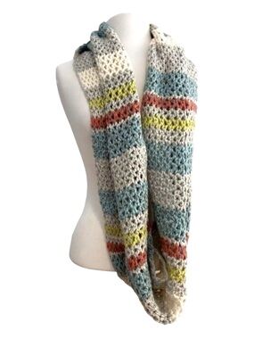 Eddie Bauer Striped Infinity Scarf 90% Acrylic 10% Wool Multicolor Knit lime